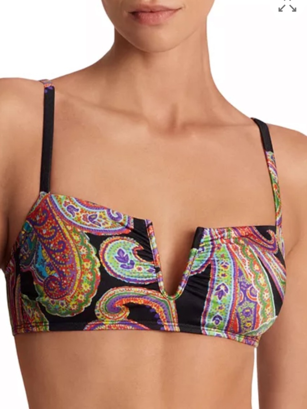 NWT Lauren by Ralph Lauren Paisley Print U- Wire Bikini In Black Size 8/ Medium